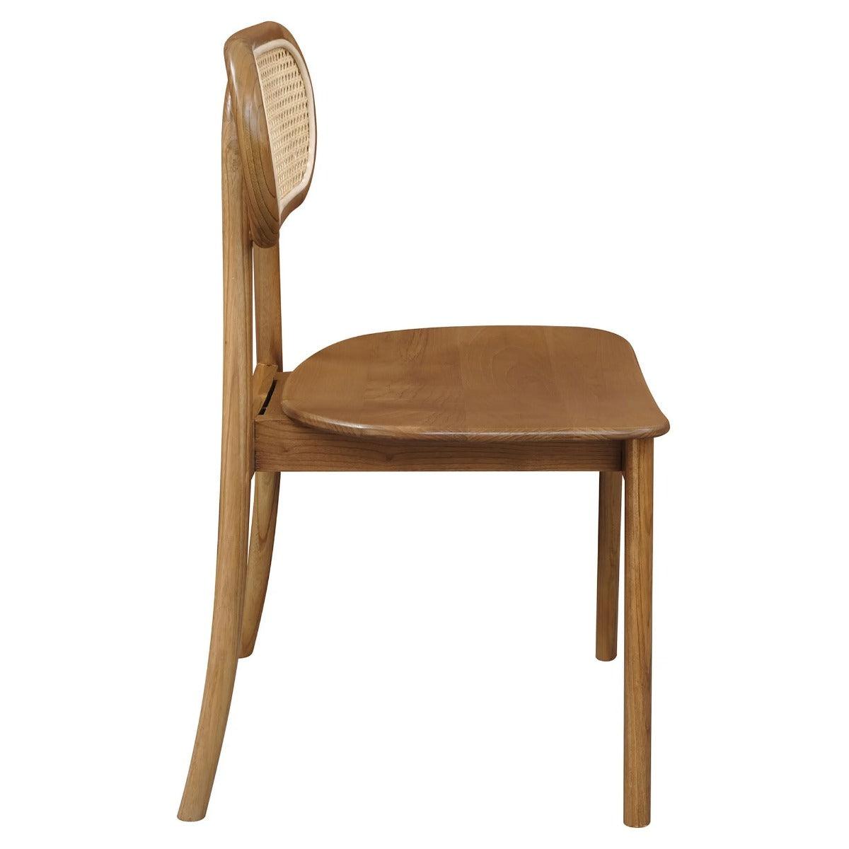 KELLY OAK & RATTAN DINING CHAIR ALMOND
