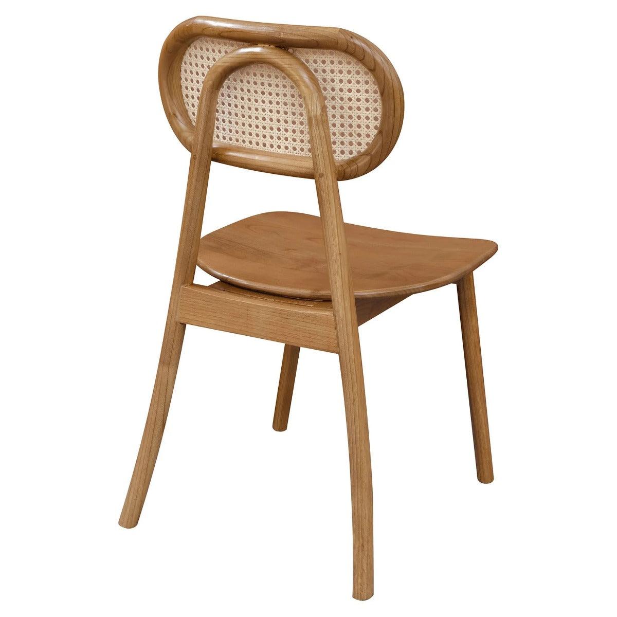 KELLY OAK & RATTAN DINING CHAIR ALMOND