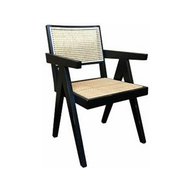 BELVIL RATTAN CHAIR HAMPTON ARMCHAIR IN RUBBED DOWN BLACK