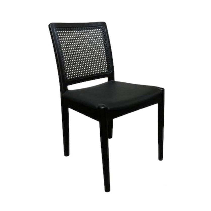 JAMAICA CONTEMPORARY DINING CHAIR OPEN WEAE RATTAN IN BLACK