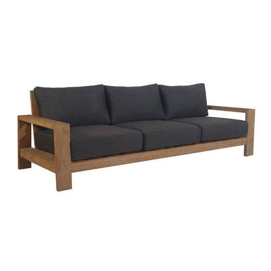 ALANYA HAMPTONS OUTDOOR 3-SEATER SOFA SETTEE EUCALYPTUS FRAME DARK CHARCOAL
