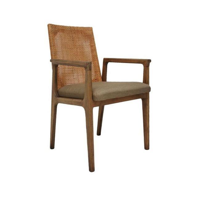 LEA HAMPTONS CHAIR DINING CHAIR ARMCHAIR 'POTATO'WASH RATTAN BROWN MINDY LEGS