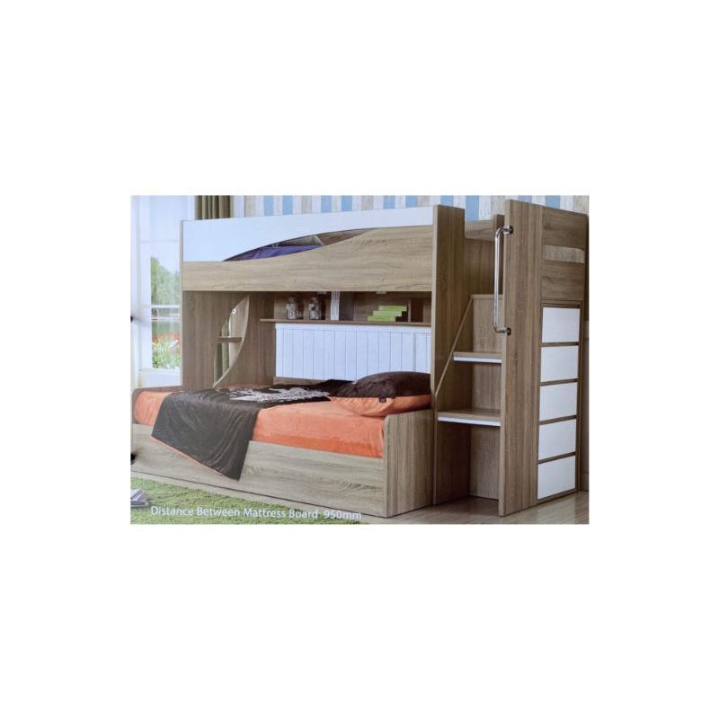 OLIVER GAS LIFT BUNK BED SINGLE ON DOUBLE