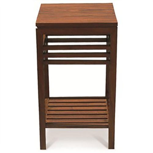 EBONY SOLID MAHOGANY SIDE TABLE WITH SHELF - MAHOGANY