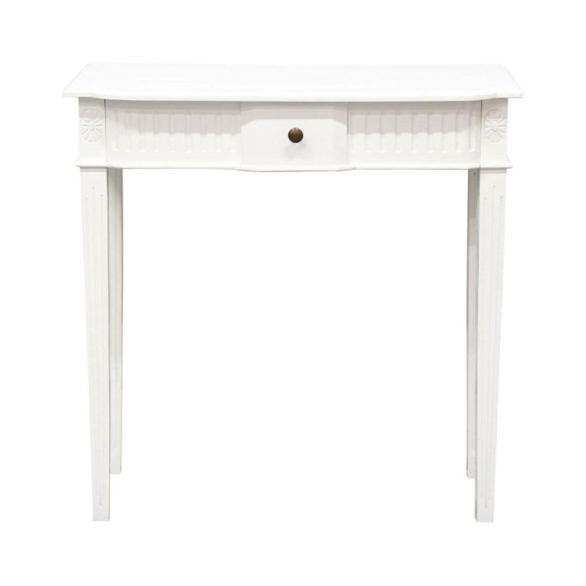 ELLIS SOLID MAHOGANY TIMBER HALL TABLE/CONSOLE TABLE 80CM - WHITE
