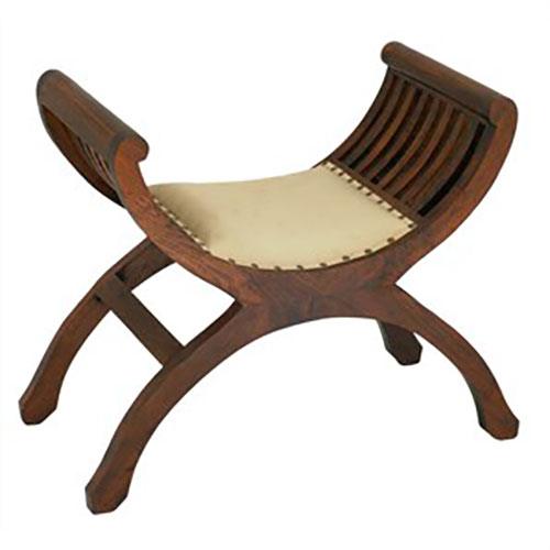 CHENGLEI OPIUM STYLE LEG SINGLE SEATER CUSHIONED BENCH IN MAHOGANY