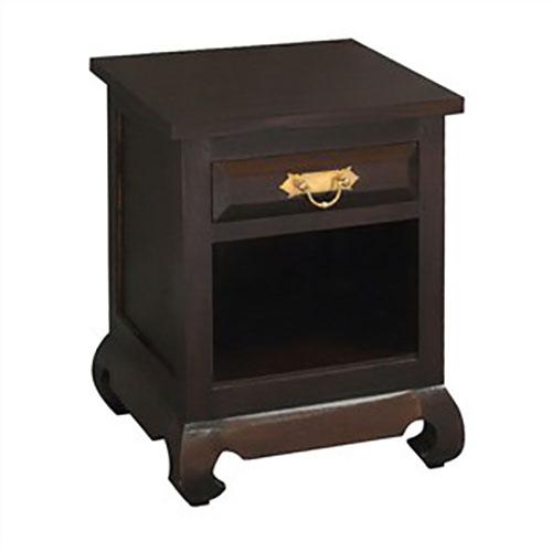 Seoul Solid Mahogany Timber 1 Drawer Bedside Table, Chocolate