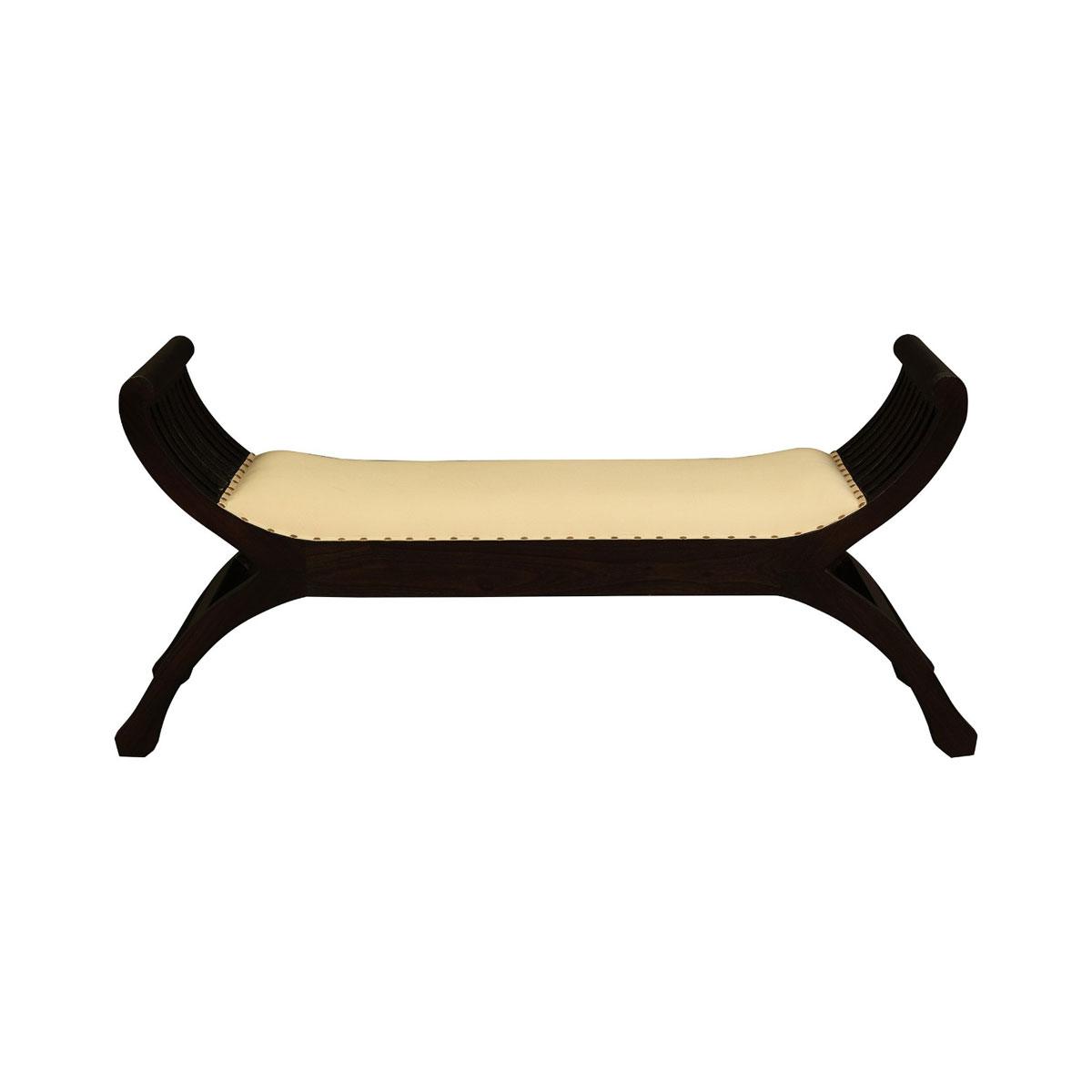 CHENGLEI OPIUM STYLE LEG 2-SEATER CUSHIONED BENCH IN CHOCOLATE - MyChocolateWood