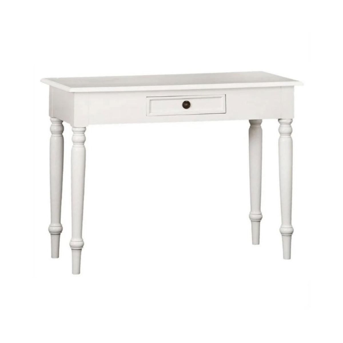 EMERY SOLID MAHOGNAY TIMBER HALL TABLE 100CM - WHITE