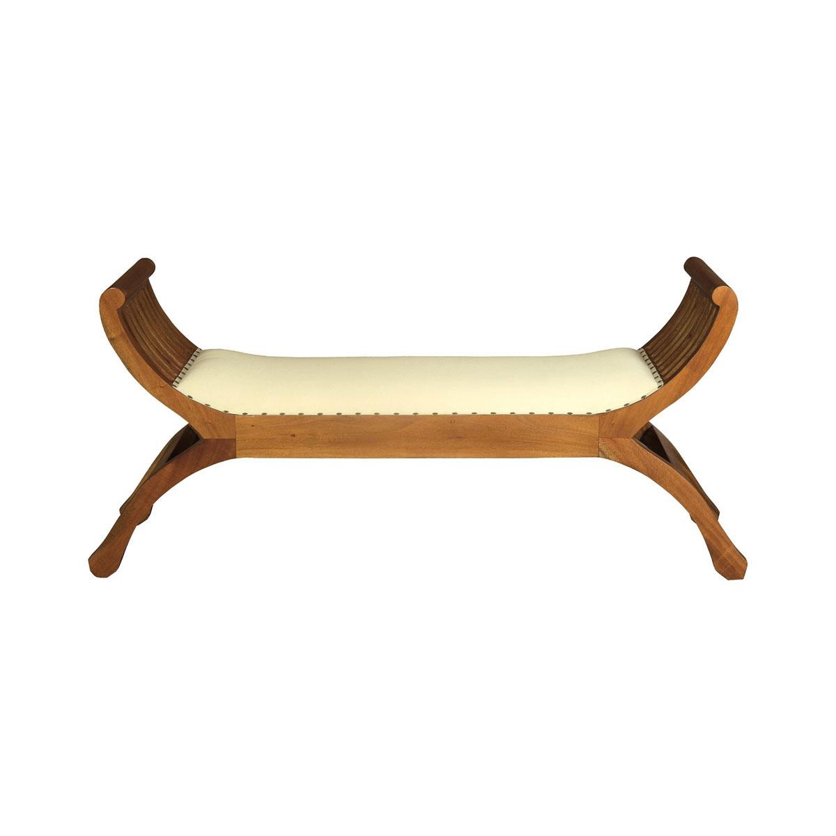 CHENGLEI OPIUM STYLE LEG 2-SEATER CUSHIONED BENCH IN LIGHT PECAN