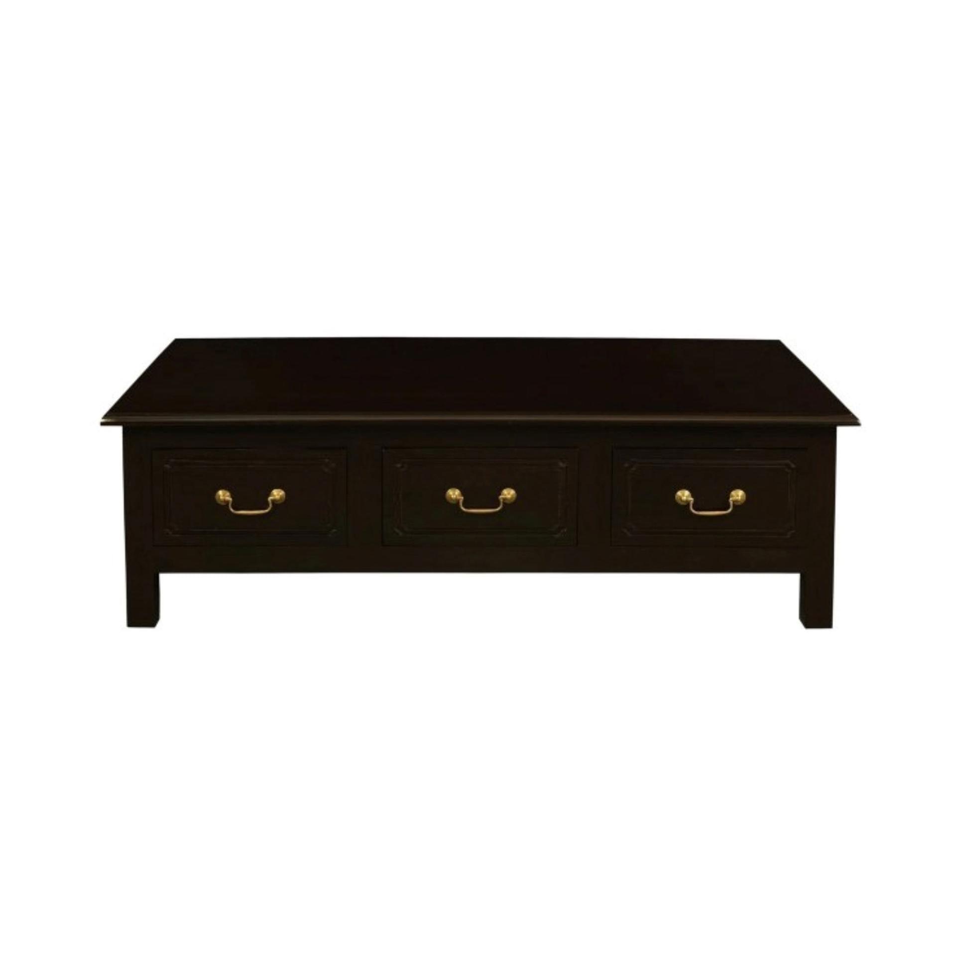 NERIN SOLID MAHOGANY 6 DRAWERS RECTANGULAR COFFEE TABLE IN CHOCOLATE
