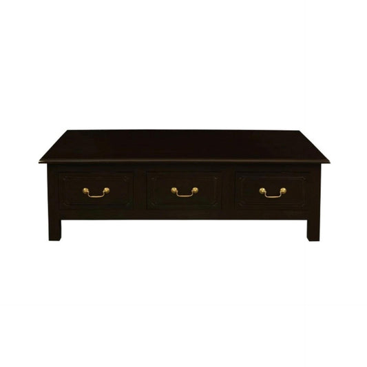 NERIN SOLID MAHOGANY 6 DRAWERS RECTANGULAR COFFEE TABLE IN CHOCOLATE