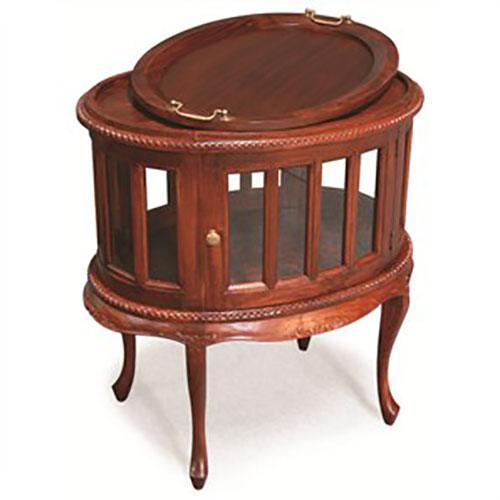 Oval Solid Mahogany Tea Table W-Cabriole Legs - Mahogany