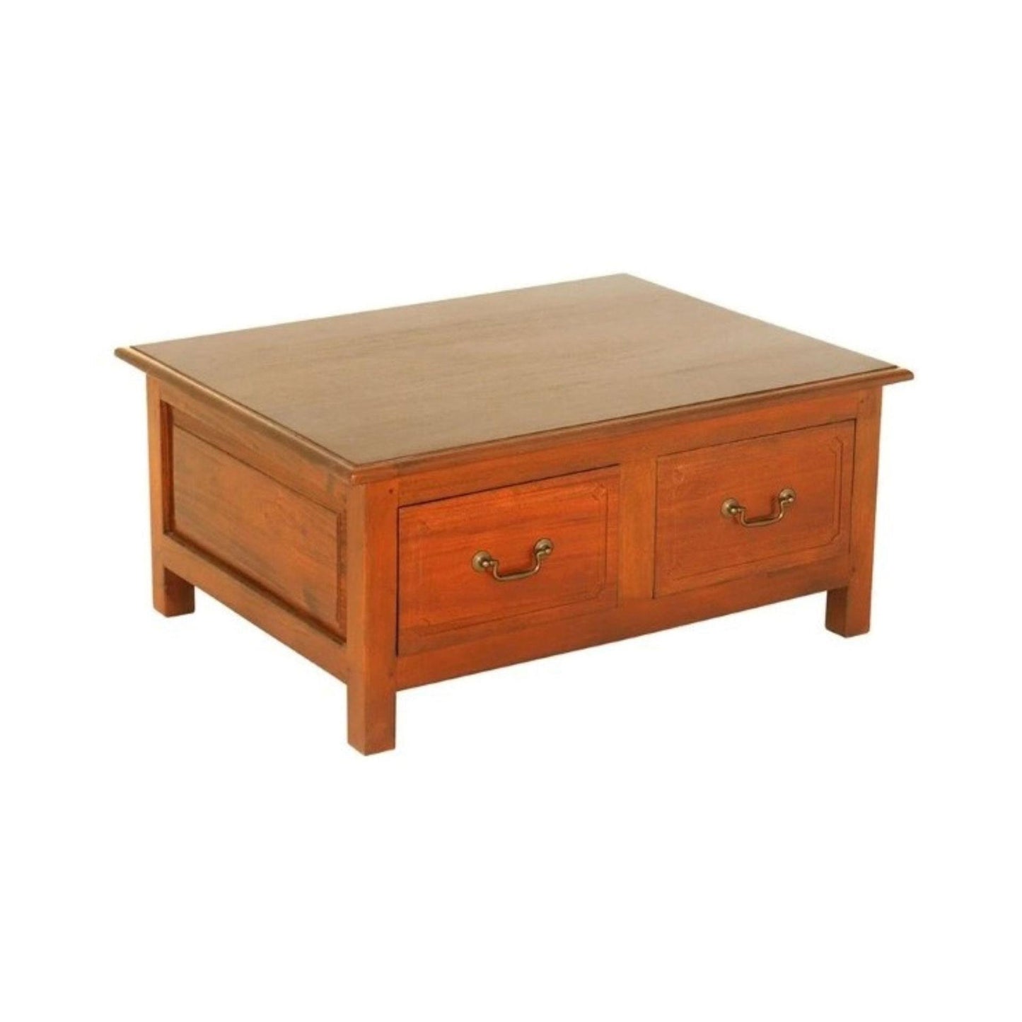 FELCHAK SOLID MAHOGANY 4 DRAWERS RECTANGULAR COFFEE TABLE IN LIGHT PECAN
