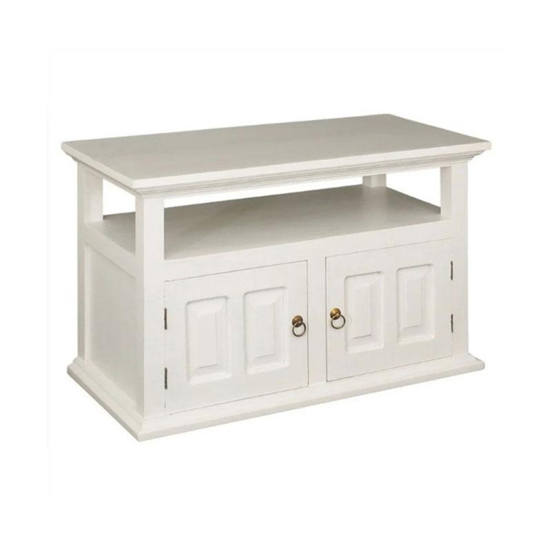 ALLENBY SOLID MAHOGANY TV UNIT 2 DOORS/SHELF - WHITE