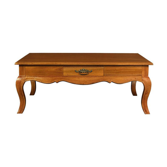 BIGOLA 2 DRAWERS COFFEE TABLE IN SOLID MAHOGANY- LIGHT PECAN