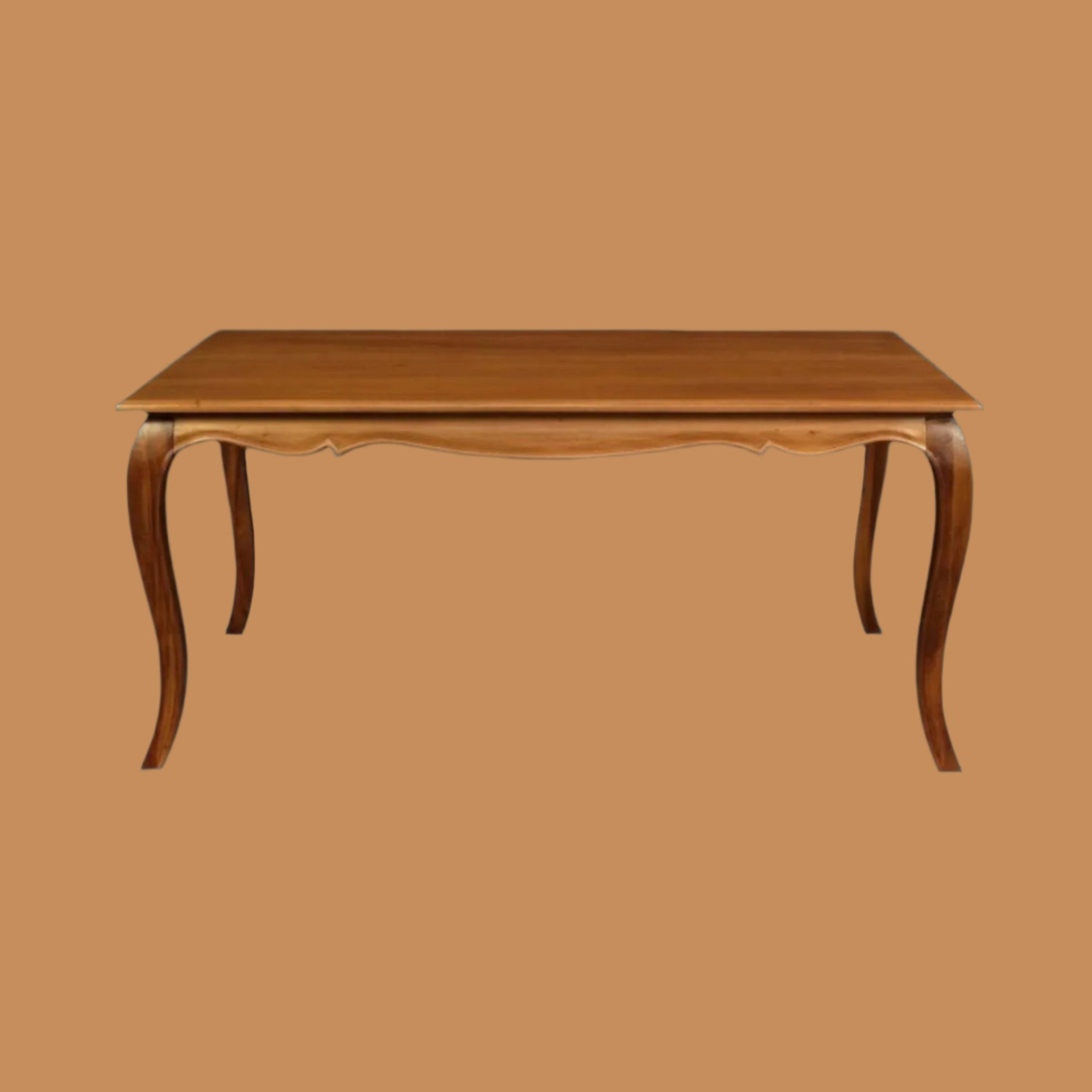 ELODIE SOLID MAHOGANY FRENCH PROVINCIAL DINING TABLE LIGHT PECAN 160CM - MyChocolateWood