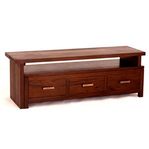 Milan Solid Mahogany 3 Drawer Extendable Entertainment Unit in Mahogany