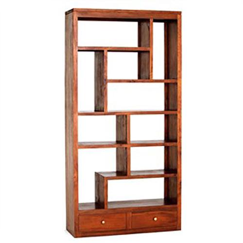 Pagama Solid Mahogany Timber Display Shelf with Drawers - Light Pecan
