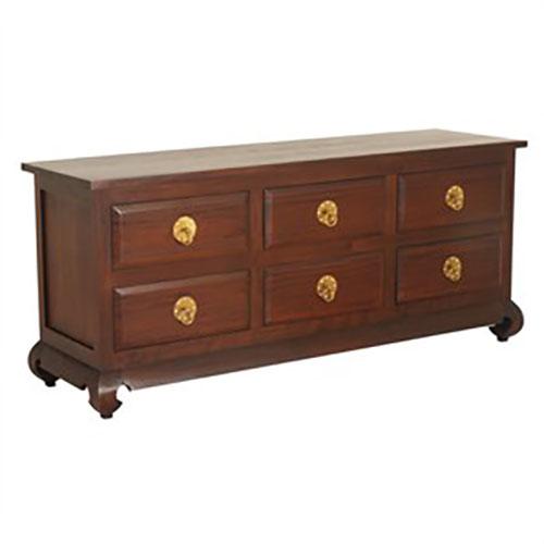 Mulan Solid Mahogany Timber 6 Drawer 180cm Buffet Table - Mahogany
