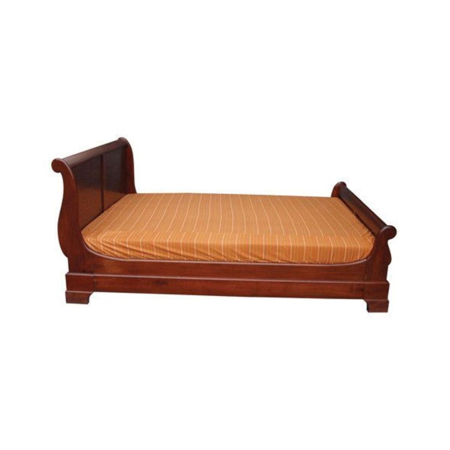 BRADY SLEIGH SOLID MAHOGANY TIMBER QUEEN BED IN MAHOGANY