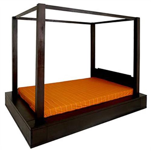 TANAKA SOLID MAHOGANY 4 POSTER BED IN QUEEN SIZE BED IN CHOCOLATE