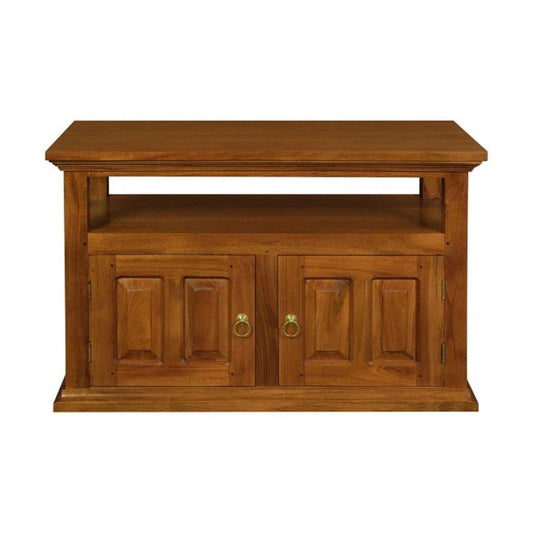 ALLENBY SOLID MAHOGANY TV UNIT 2 DOORS/SHELF - LIGHT PECAN