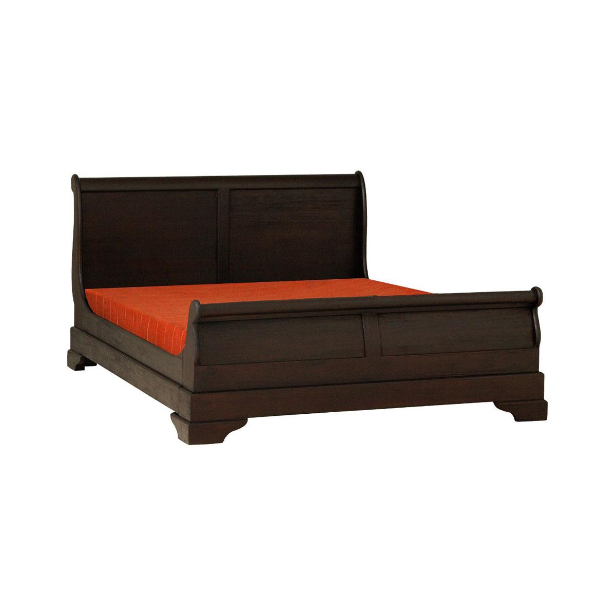 BRADY SLEIGH SOLID MAHOGANY TIMBER QUEEN BED IN CHOCOLATE - MADE TO ORDER