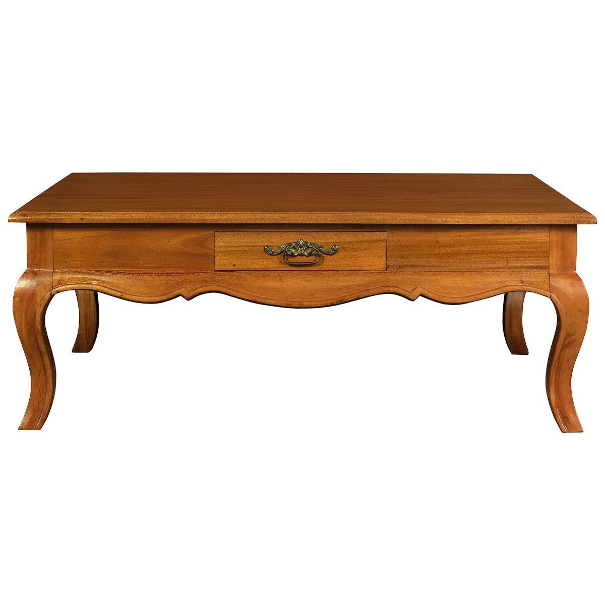 BIGOLA 2 DRAWERS COFFEE TABLE IN SOLID MAHOGANY- LIGHT PECAN