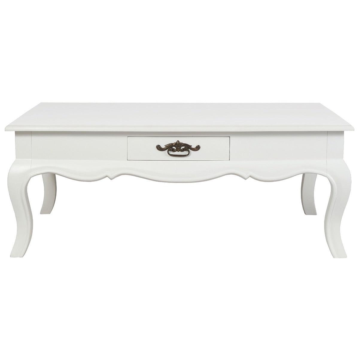 ELODIE 2-DRAWER COFFEE TABLE IN SOLID MAHOGANY- WHITE - MyChocolateWood
