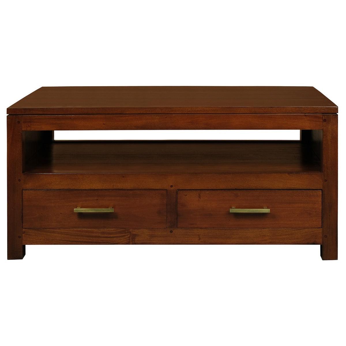 PARIS SOLID MAHOGANY TIMBER 4 DRAWER COFFEE TABLE 100CM - MAHOGANY