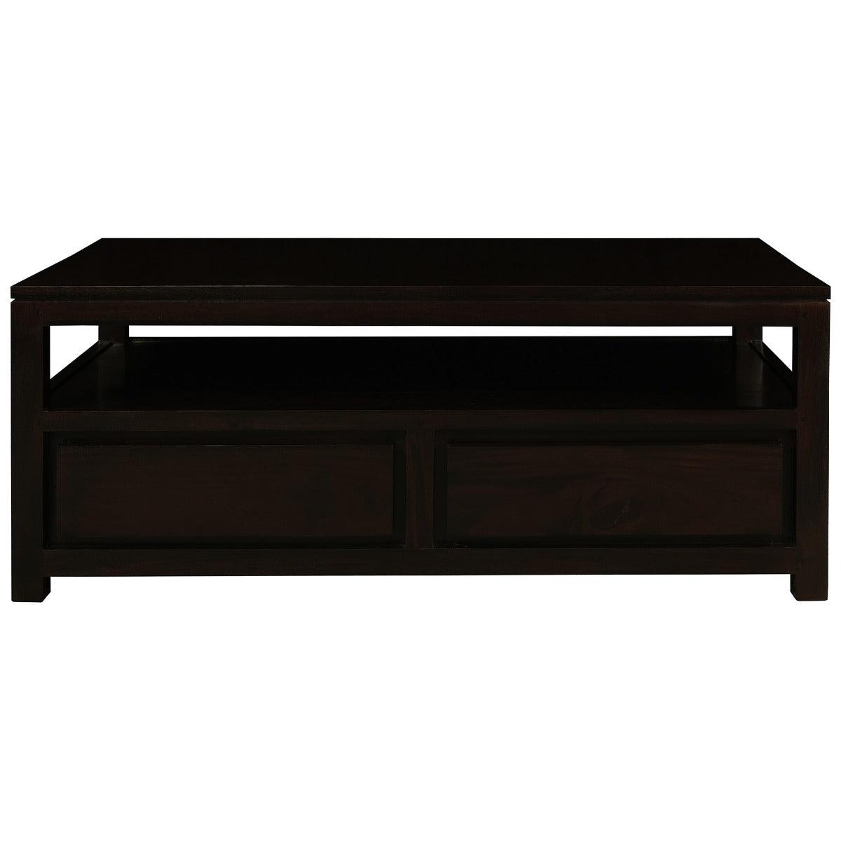 TANAKA SOLID MAHOGANY COFFEE TABLE - 4 DRAWERS - IN CHOCOLATE COLOUR - MyChocolateWood