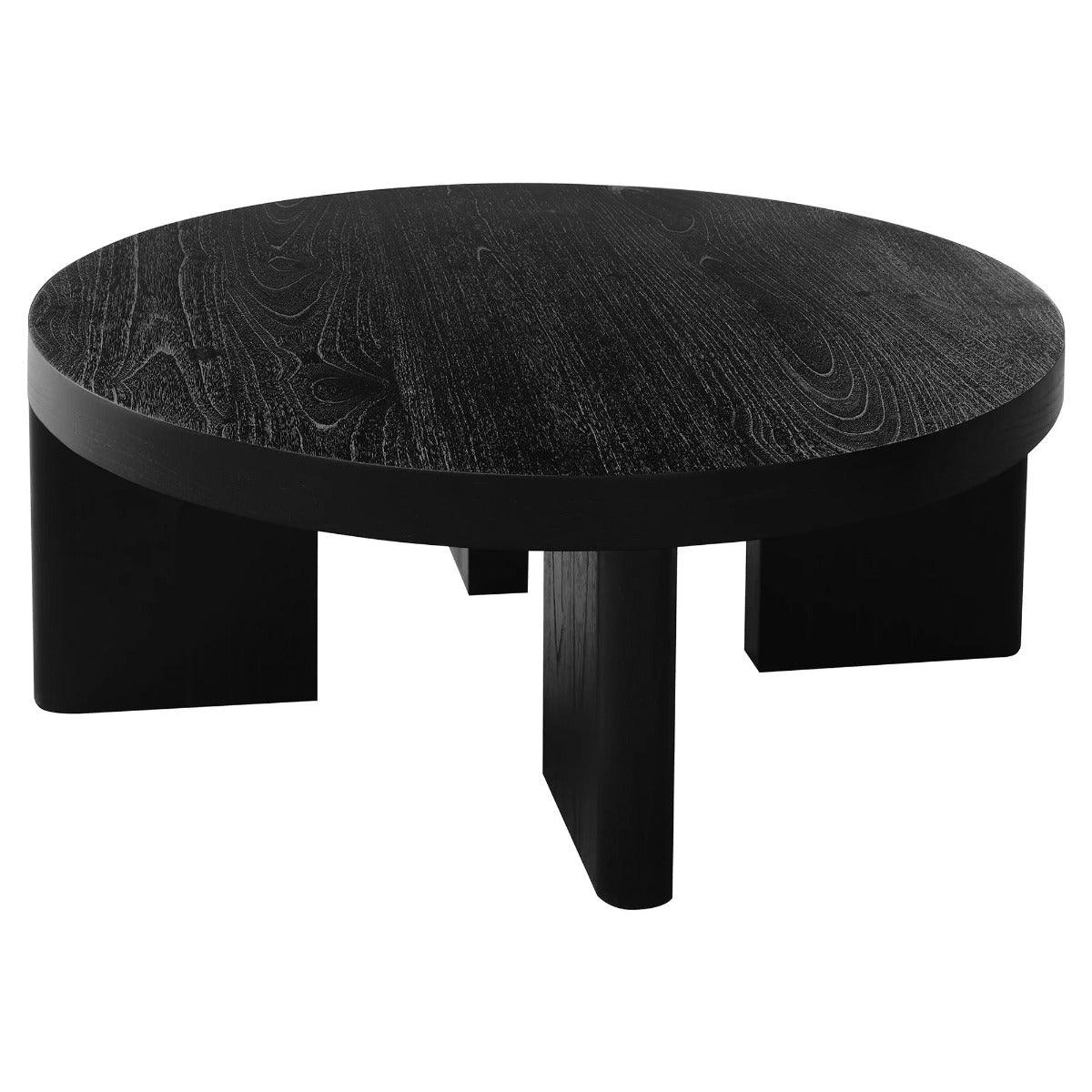 APOLLO SOLID MINDI WOOD ROUND COFFEE TABLE BLACK