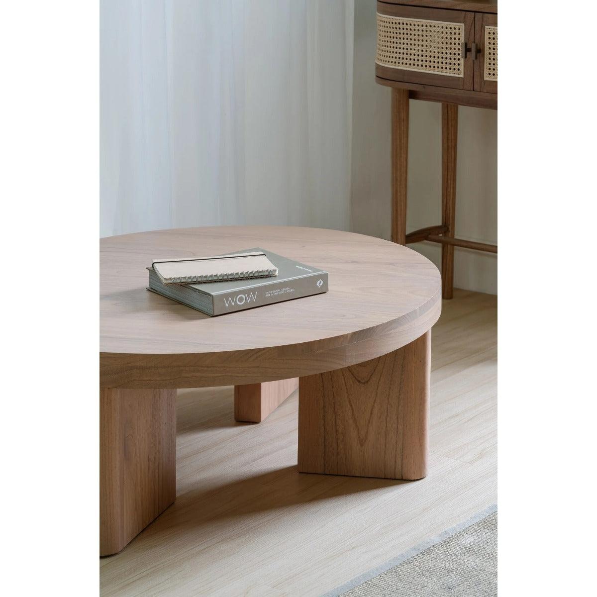 APOLLO SOLID MINDI WOOD ROUND COFFEE TABLE  NATURAL