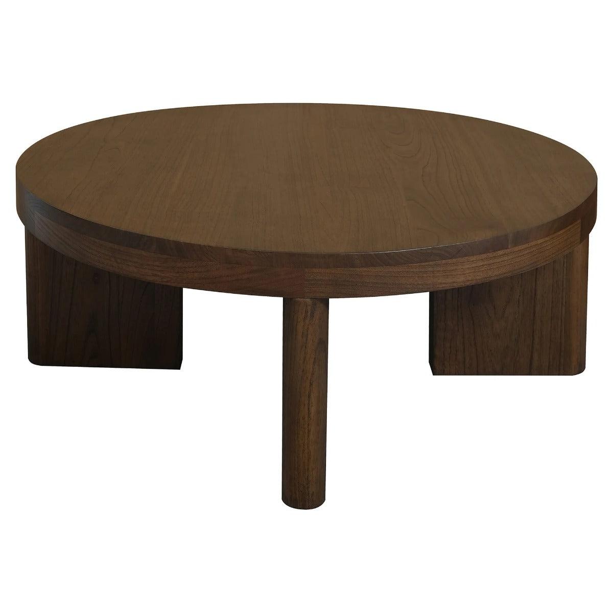 APOLLO SOLID MINDI WOOD ROUND COFFEE TABLE - WALNUT