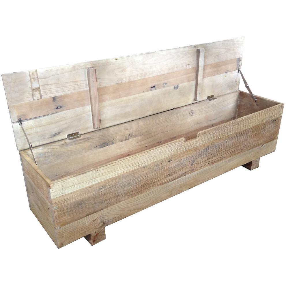 VILLA RUSTIC LOUVRE STYLE BENCH/STORAGE BOX 160CM IN RECYCLED ELM