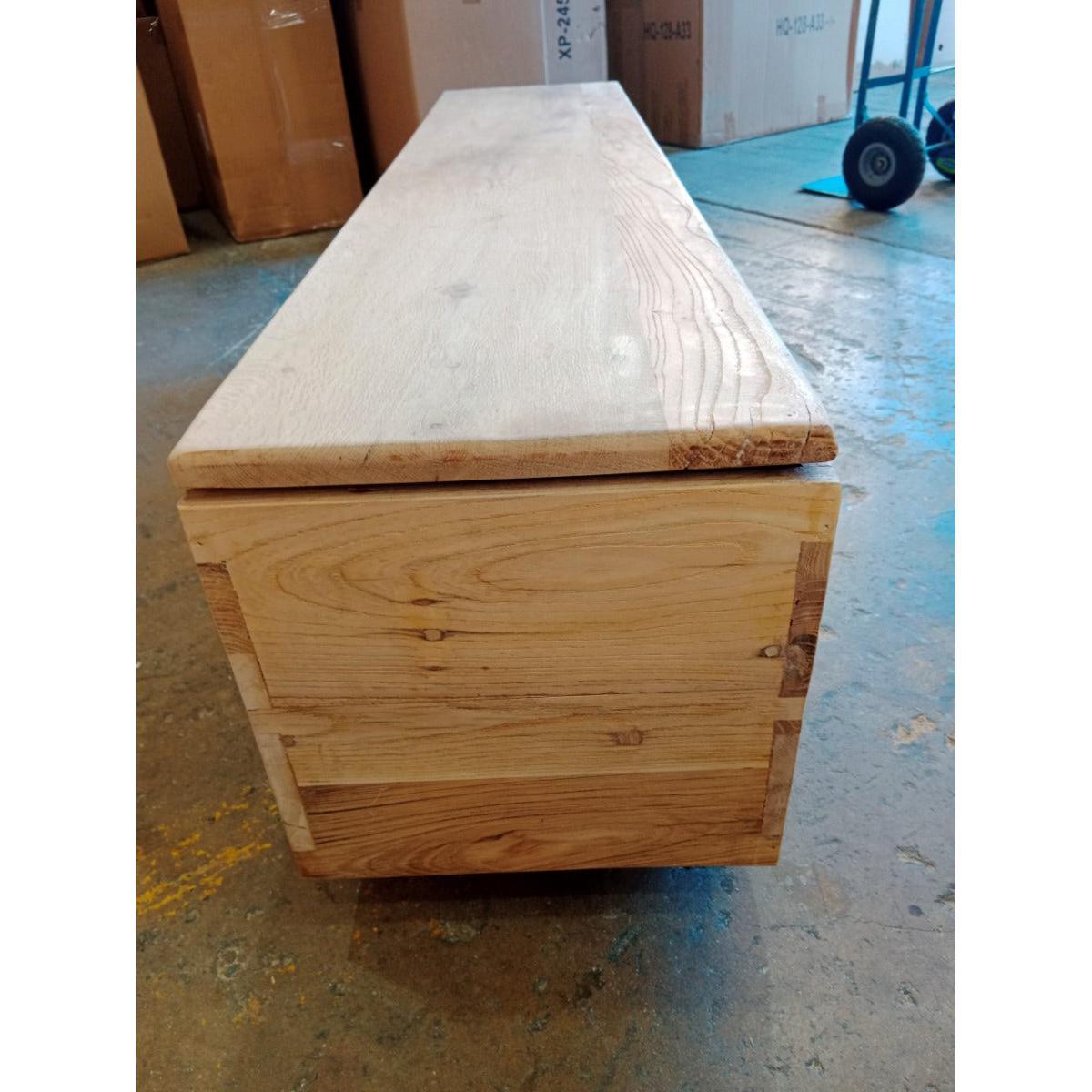 VILLA RUSTIC LOUVRE STYLE BENCH/STORAGE BOX 160CM IN RECYCLED ELM