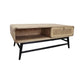 DRAPER SOLID MINDI WOOD COFFEE TABLE 1 DRAWER & 1 SHELF IN RECLAIMED AGED FINISH - MyChocolateWood