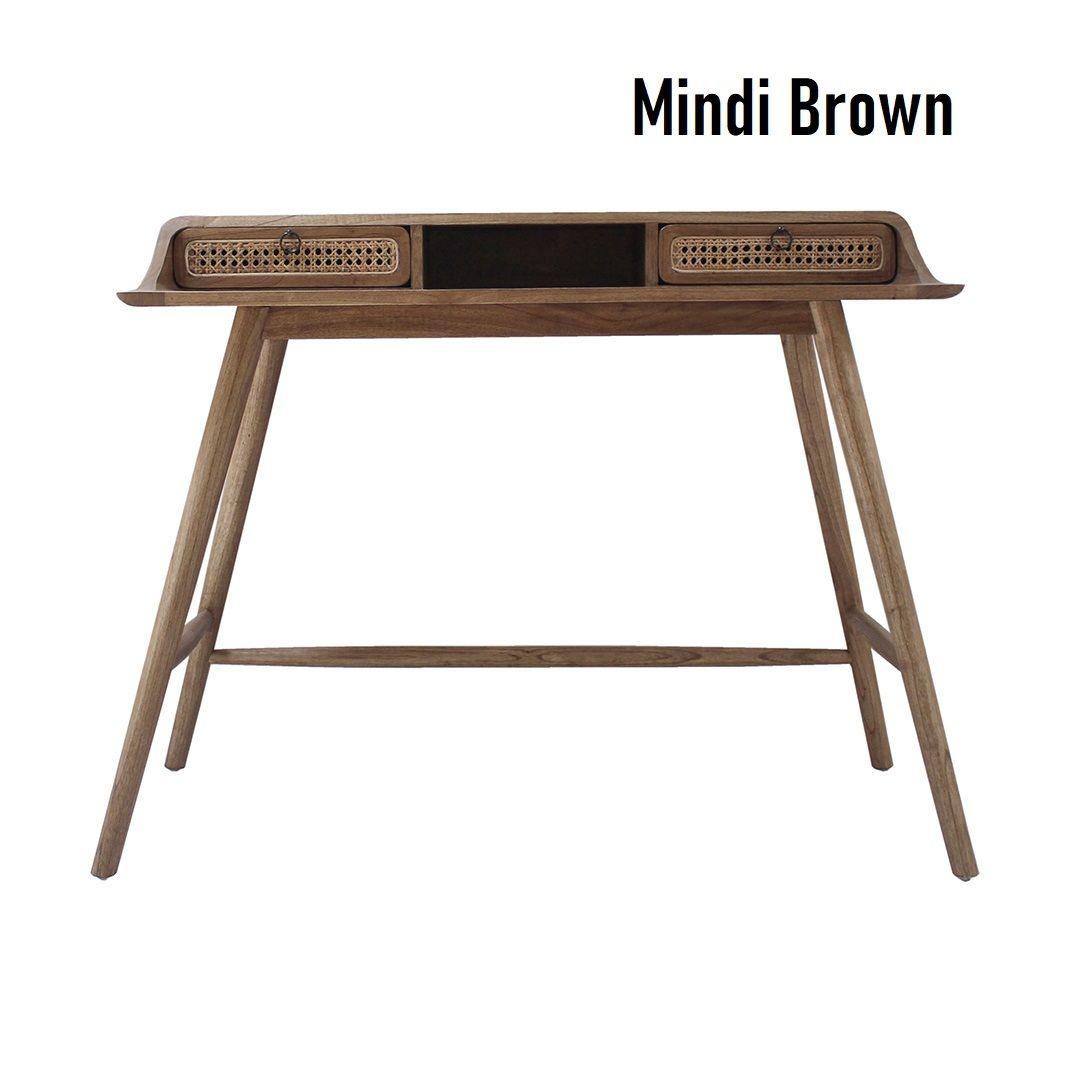 DRAPER MINDI WOOD 2 DRAWER DESK IN MINDY BROWN FINISH - MyChocolateWood