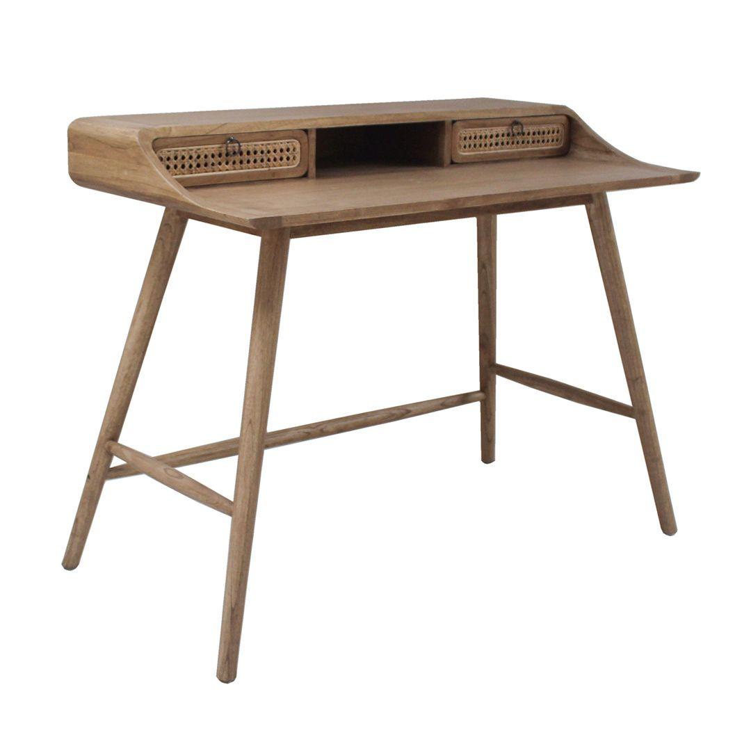 DRAPER MINDI WOOD 2 DRAWER DESK IN MINDY BROWN FINISH - MyChocolateWood