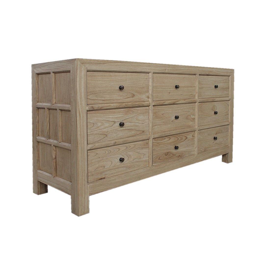FABRIZIO 9 DRAWERS DRESSER IN RECLAIMED AGED