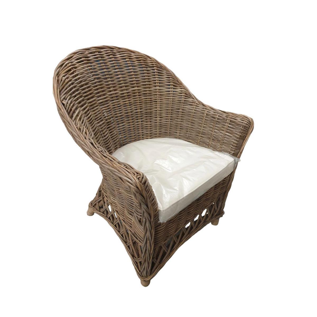 BRONSON KUBU GREY RATTAN LOUNGE CHAIR ACCENT CHAIR/ ARMCHAIR W/CUSHION