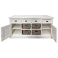 BRENDA SIDEBOARD/BUFFET 2 DOORS 4 DRAWERS & 4 BASKETS IN SOLID WHITE - MyChocolateWood