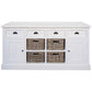 BRENDA SIDEBOARD/BUFFET 2 DOORS 4 DRAWERS & 4 BASKETS IN SOLID WHITE - MyChocolateWood
