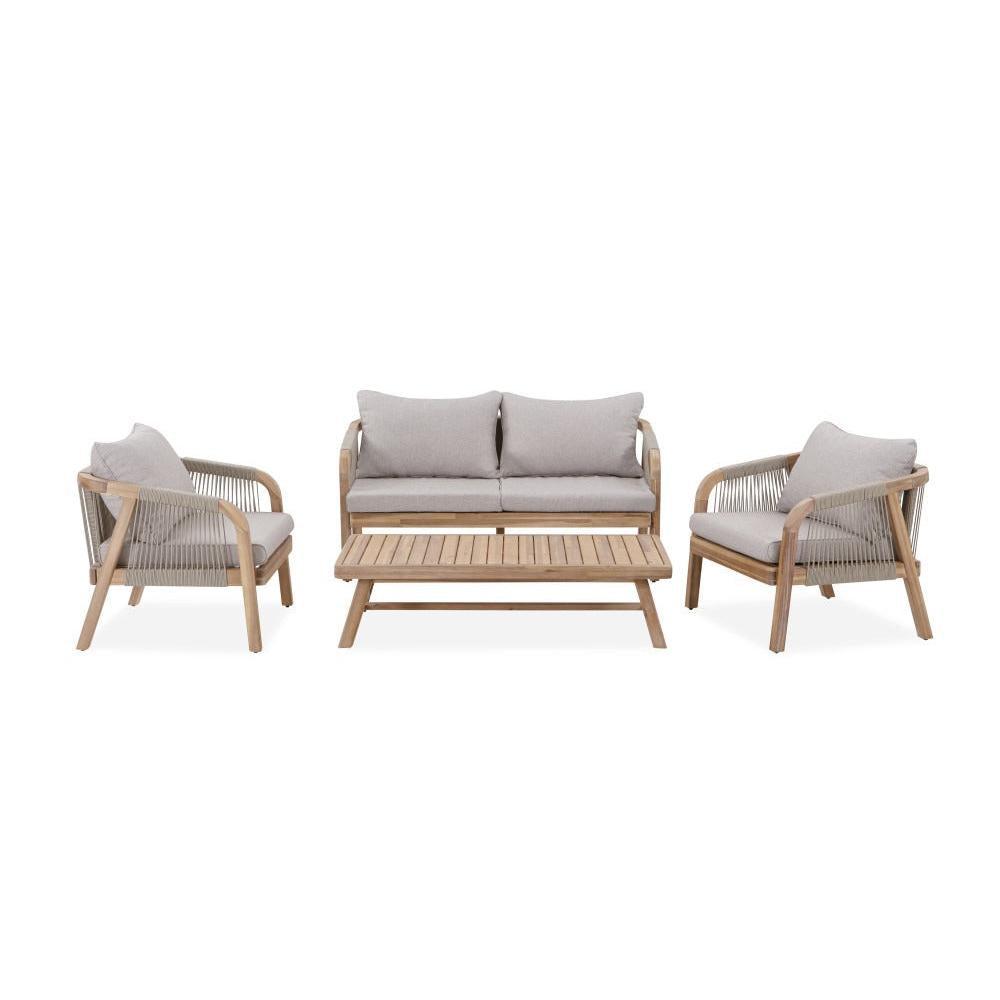 GLOSTER ACACIA WOOD & ROPE 4 - PIECE OUTDOORS SETTING - MyChocolateWood