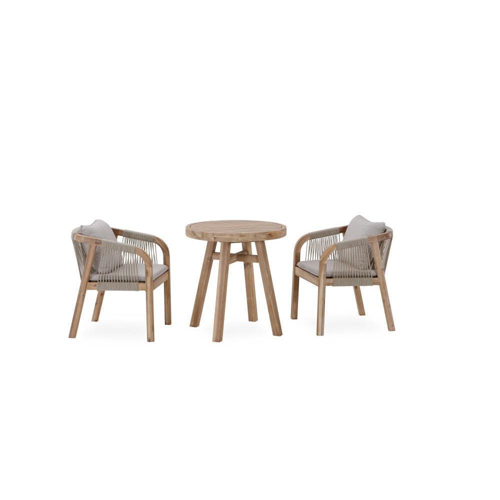 GLOUCESTER ACACIA WOOD & ROPE 3 - PIECE BALCONY OUTDOORS SETTING