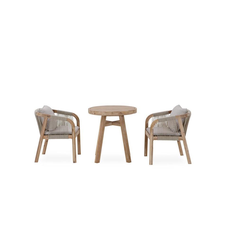 GLOUCESTER ACACIA WOOD & ROPE 3 - PIECE BALCONY OUTDOORS SETTING