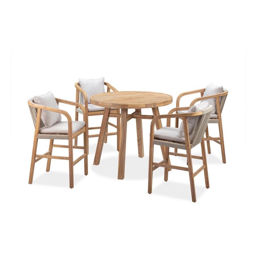 GLOUCESTER ACACIA WOOD & ROPE 5 - PIECE BAR SETTING
