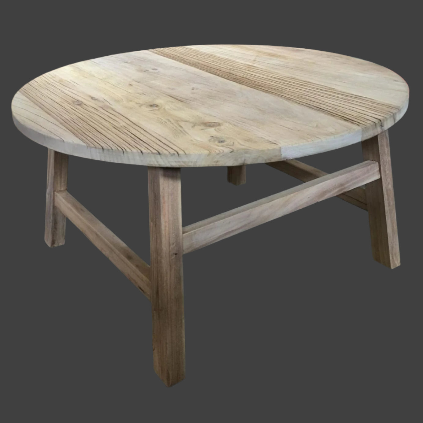 PIONEER RECYCLED ELM  ROUND COFFEE TABLE 85CM DIAMETER