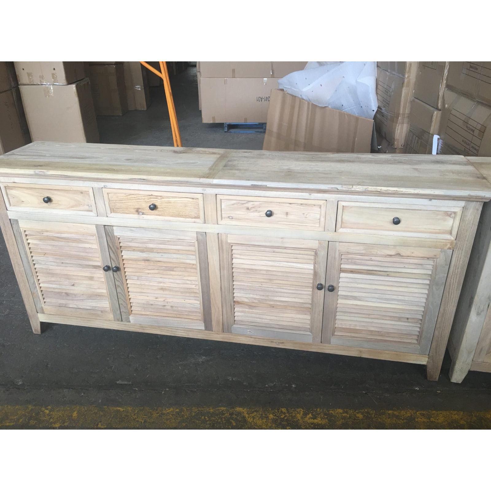 VILLA LOUVRE STYLE BUFFET SIDEBOARD 4 DOORS & 2 DRAWERS IN RECYCLED ELM 200CM - MyChocolateWood